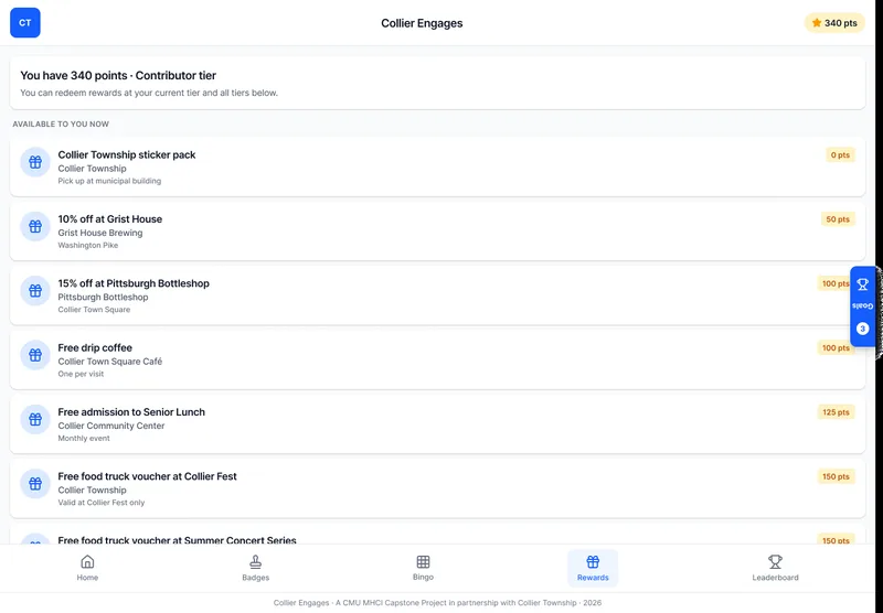 Collier Engages: my rewards prototype